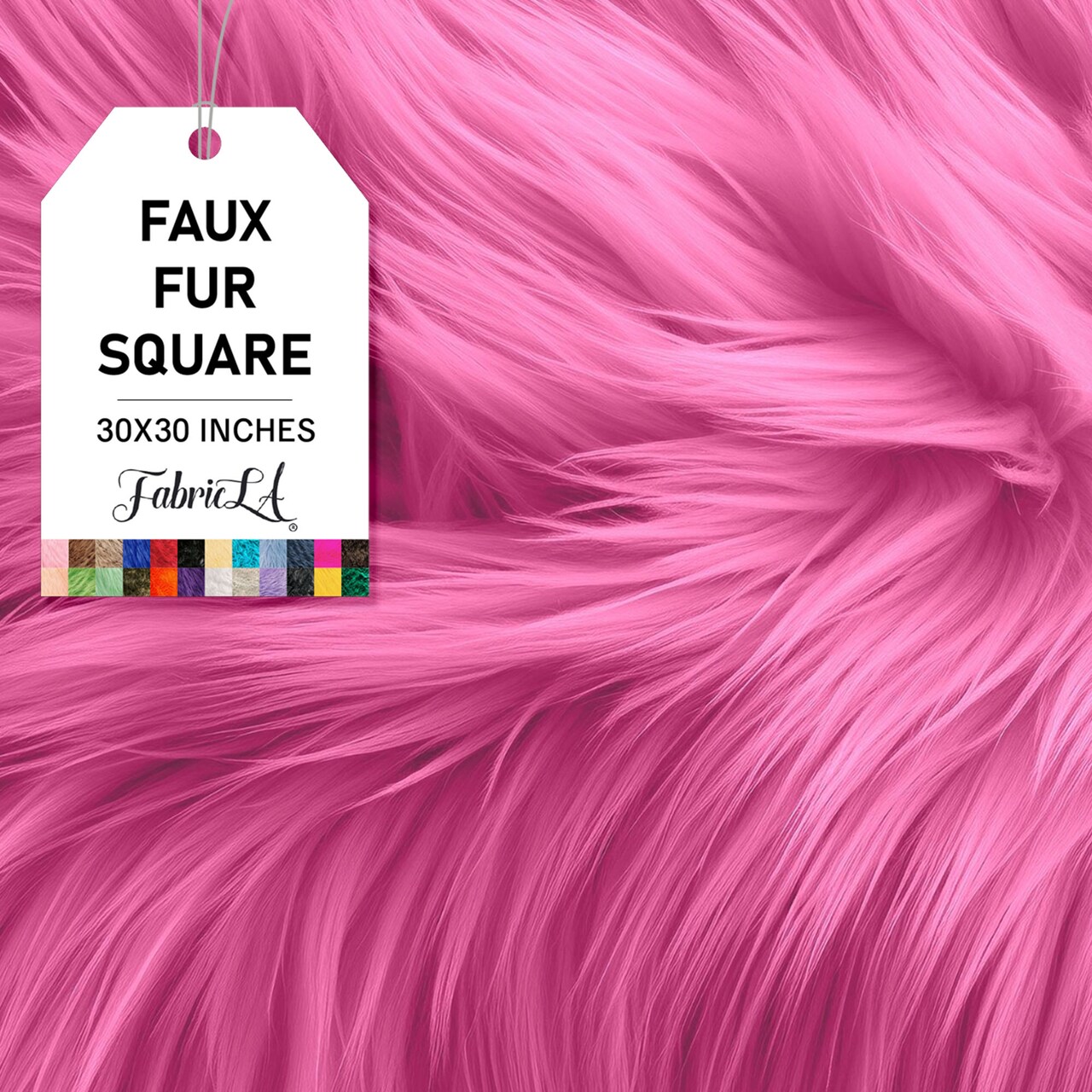 FabricLA | Faux Fur Fabric Square | 30" X 30" Inch Wide Pre-Cut Shaggy | Fake Fur Fabric | DIY, Craft Fur Decoration, Fashion Accessory, Hobby | Bubble Gum